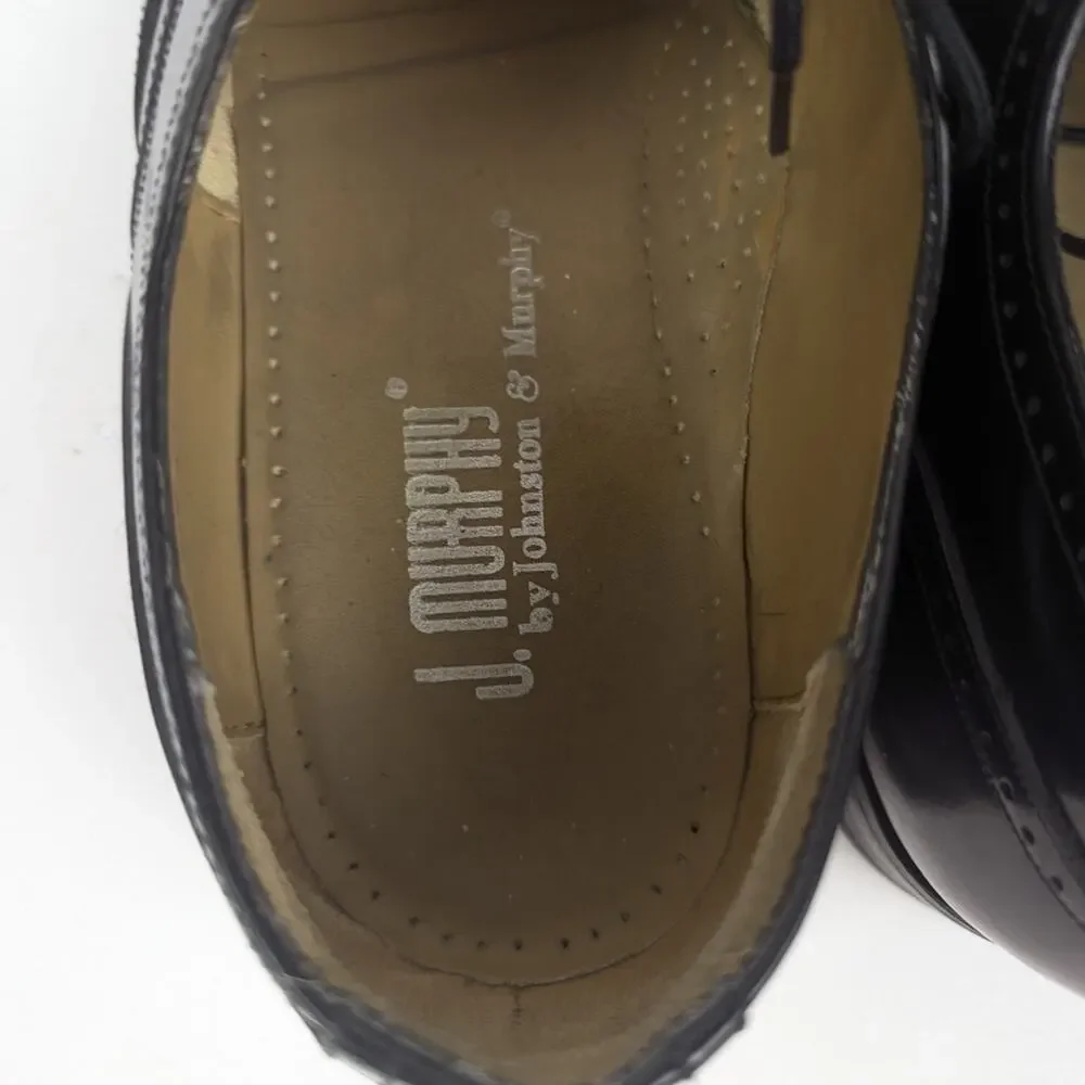 Johnston & Murphy Black Leather Wingtip Brogue Oxford Size 9.5